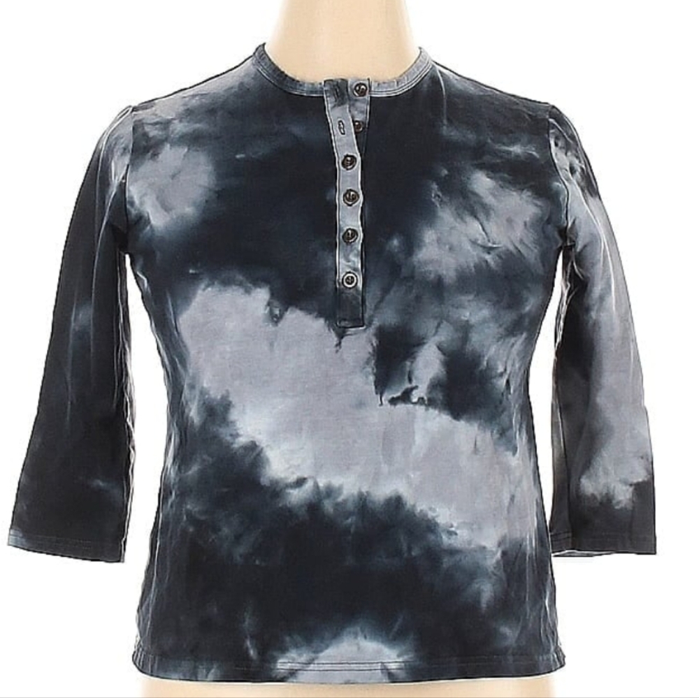 Red Myth Black and Gray tie dye 3/4 length sleeve tee - XL - Slim Fit